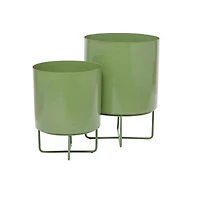 Green Modern Planter, Set of 2" 16", 13"