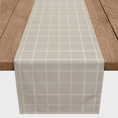 72" Gray & White Check Cotton Twill Runner