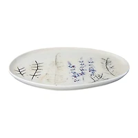 Hello Honey® 14" Floral Reactive Crackle Glaze Debossed Stoneware Platter