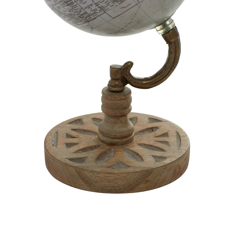 9" Brown Metal & Wood Traditional Globe