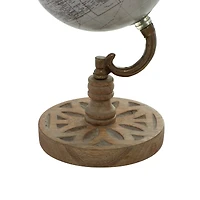 9" Brown Metal & Wood Traditional Globe