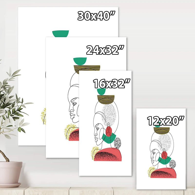 Designart - One Line Portrait of African American Women II