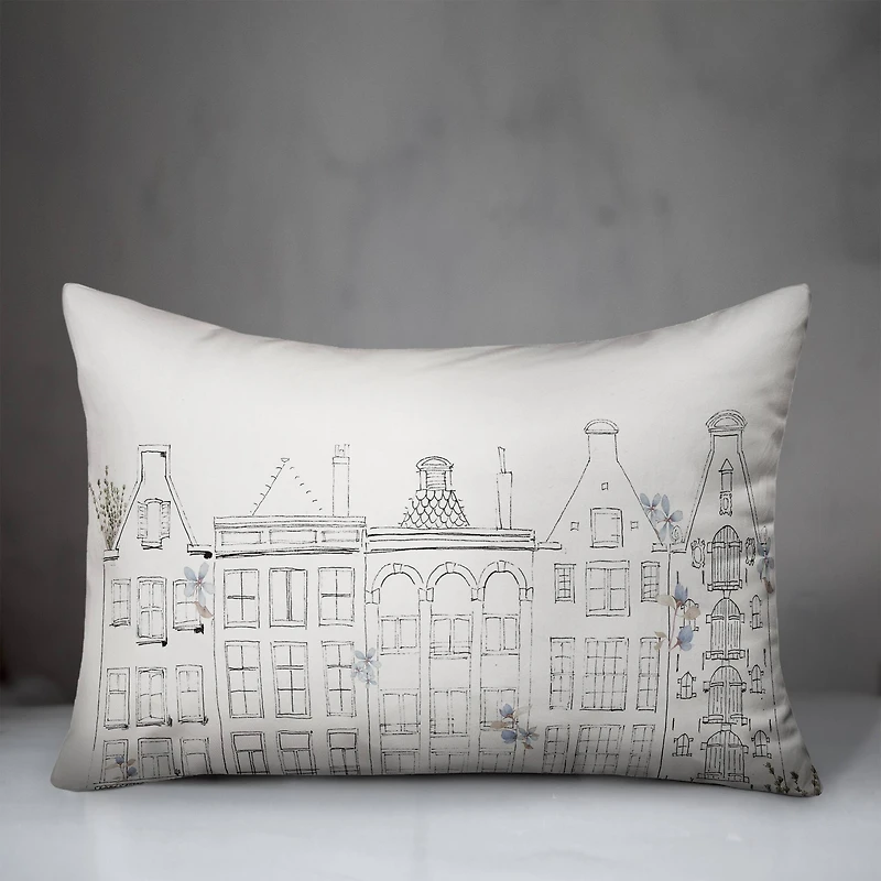 Sketchy Buildings 14" x 20" Throw Pillow
