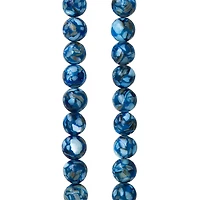 12 Pack:  Blue Reconstituted Shell Round Beads, 6mm by Bead Landing™