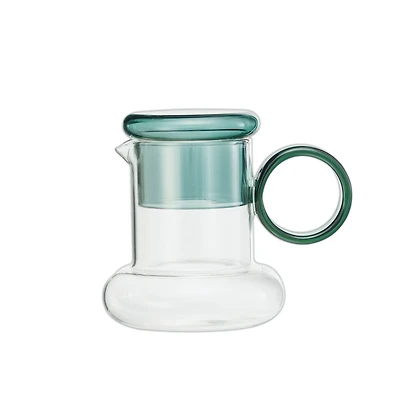 Hello Honey® 6.5" Clear & Green Crystal Clarity Glass Pitcher Set