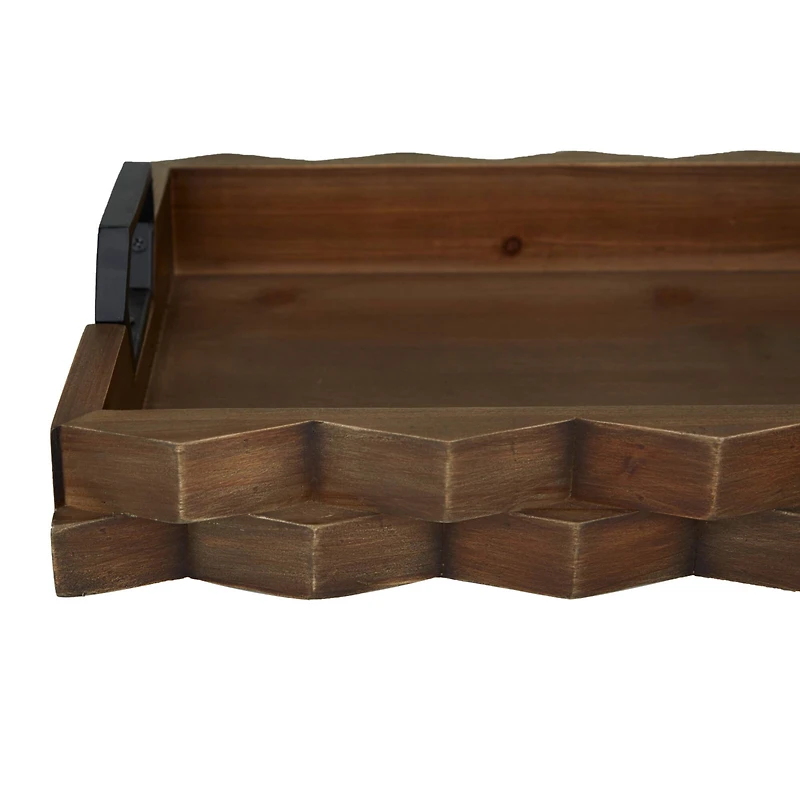 Dark Brown Modern Tray, Set of 2" 14", 16"