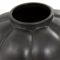13" Black Speckled Ceramic Bubble Ribbed Vase
