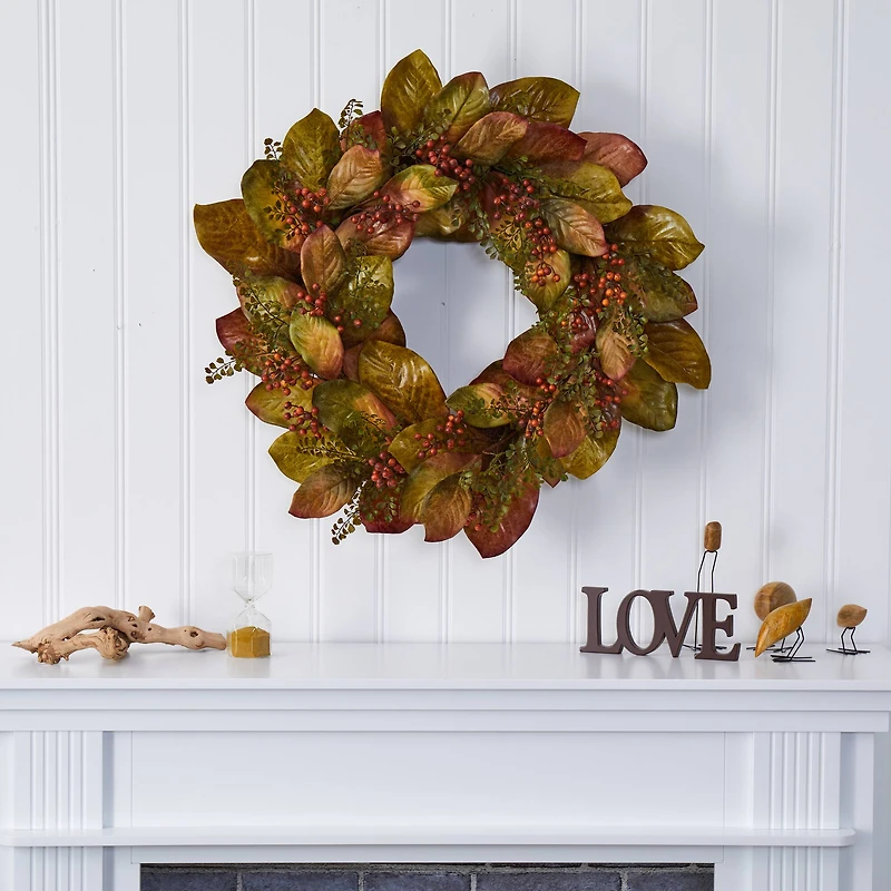 2.5ft. Fall Magnolia Leaf & Berries Wreath