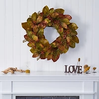 2.5ft. Fall Magnolia Leaf & Berries Wreath