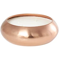 9" White 4-Wick Wax Tropical Breeze Scented Wide Dome Shaped Candle with Copper Container Bowl