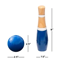 Toy Time Blue Indoor & Outdoor Wooden Bowling Game Set
