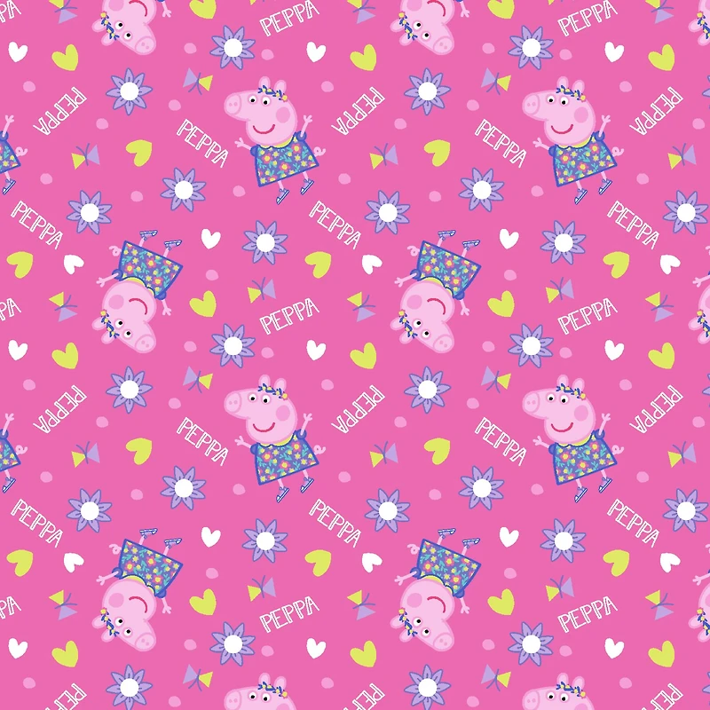 Peppa Pig Pink Toss Cotton Fabric