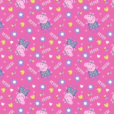 Peppa Pig Pink Toss Cotton Fabric