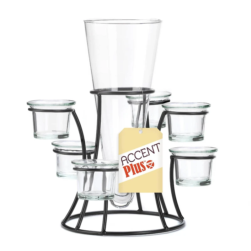 11" Circular Candle Stand with Vase