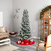 7.5ft. Pre-Lit Flocked Alaskan Artificial Christmas Tree, White LED Lights