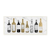 Stupell Industries Traditional Wine Bottle Illustrations Glam Marble Pattern,7" x 17"