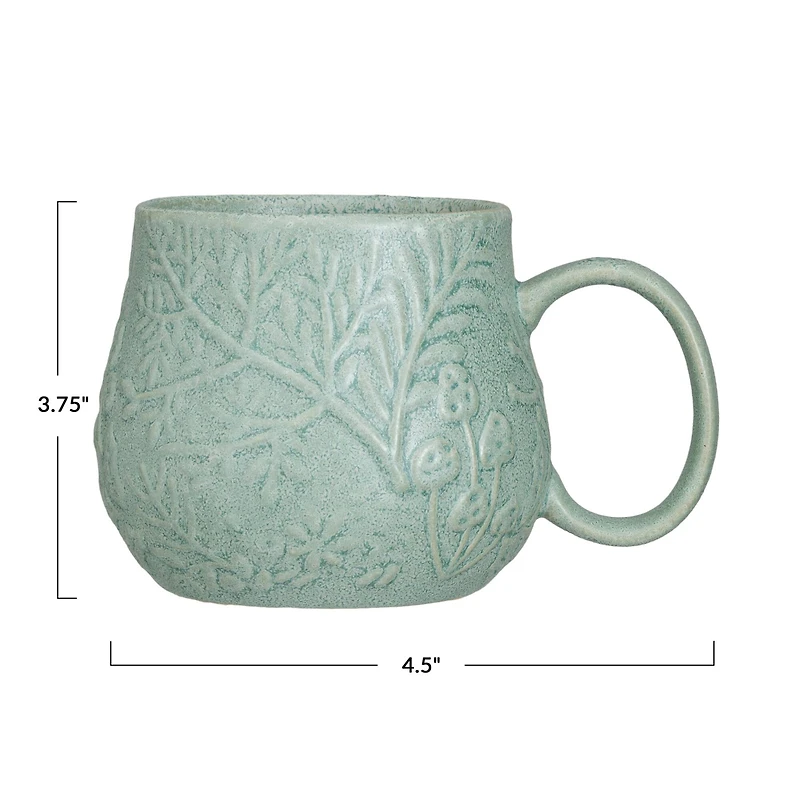 Hello Honey® 16oz. Sage Reactive Glaze Embossed Botanicals Stoneware Mug