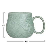 Hello Honey® 16oz. Sage Reactive Glaze Embossed Botanicals Stoneware Mug