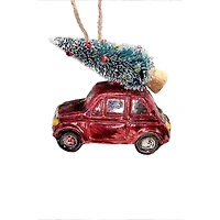 Wizardi Car with Christmas Tree Glass Ornament