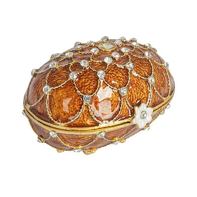 Hello Honey® 3.5" Amber Jeweled Egg Trinket Box