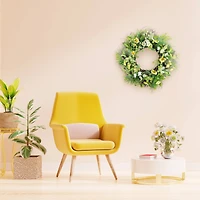 24" Yellow & White Spring Daisy & Dogwood Floral Wreath