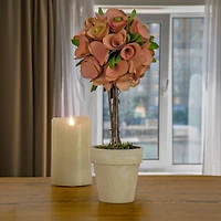 12" Pink Floral Spring Topiary