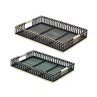 Rectangular Bamboo & Rattan Woven Tray Set