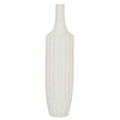 White Ceramic Modern Vase, 19" x 5" x 5"