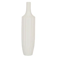 White Ceramic Modern Vase, 19" x 5" x 5"
