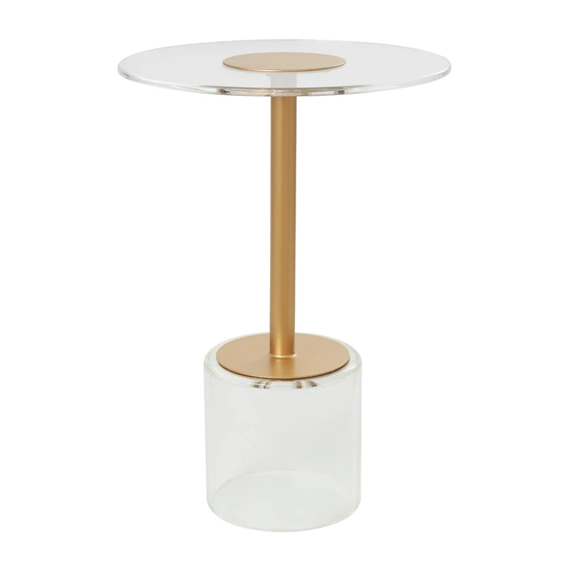 23" Clear Acrylic Accent Table with Gold Stand
