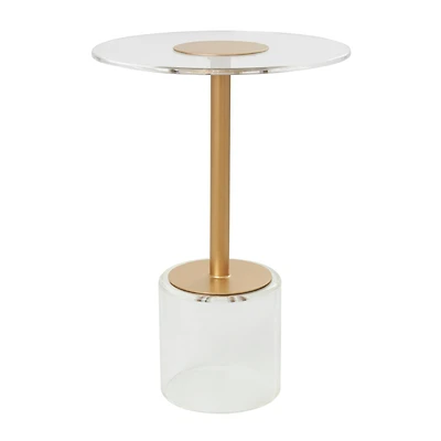23" Clear Acrylic Accent Table with Gold Stand