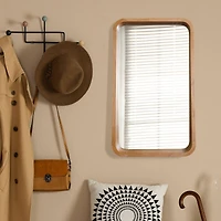 Contemporary Raised Lip Natural Wood Framed Wall Mirror - 13" x 17.5"