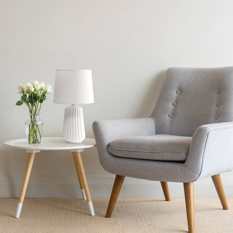 Simple Designs 17.4" Off White Pleated Base Table Lamp