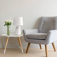 Simple Designs 17.4" Off White Pleated Base Table Lamp