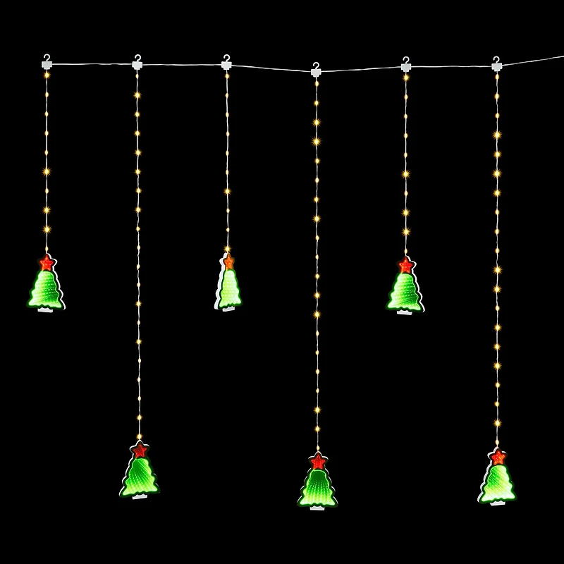 6ct. Green LED Christmas Tree Curtain Lights with 90 LED String Lights by Ashland®