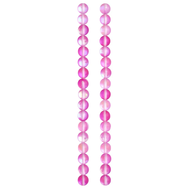 12 Pack: Matte Pink Synthetic Opal Glass Round Beads, 8mm by Bead Landing™