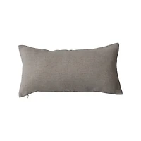 Hello Honey® 18" Natural & Black Bonjour Embroidered Linen Blend Lumbar Pillow