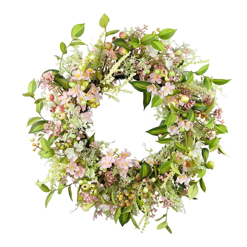 26" Artificial Dogwood Floral Spring Wreath