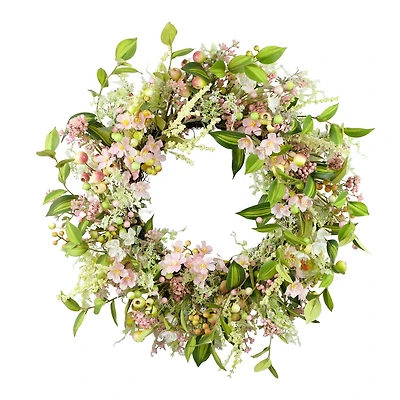 26" Artificial Dogwood Floral Spring Wreath