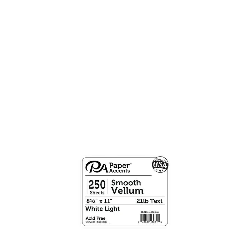PA Paper™ Accents White Light 8.5" x 11" 21lb. Vellum, 250 Sheets