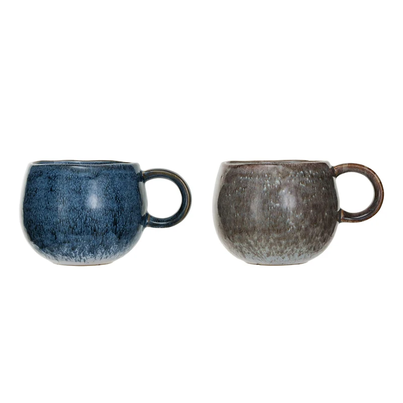 Hello Honey® 16oz. Brown & Blue Round Stoneware Mug Set, 2ct.