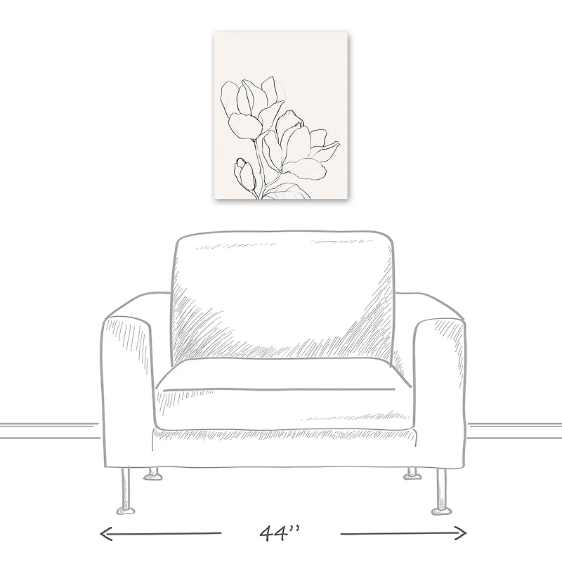 Magnolia Line Drawing 16" x 20" Canvas Wall Art