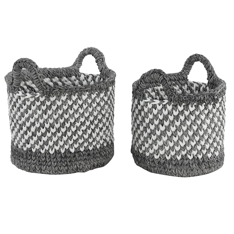 Gray Polyester Eclectic Storage Basket Set