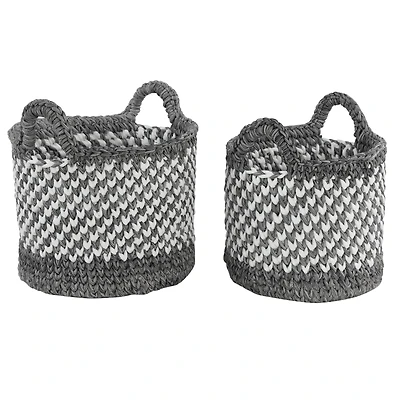Gray Polyester Eclectic Storage Basket Set