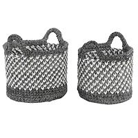 Gray Polyester Eclectic Storage Basket Set