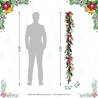 Glitzhome® 6FT Christmas Bell, Pinecone & Berry Bow Garland