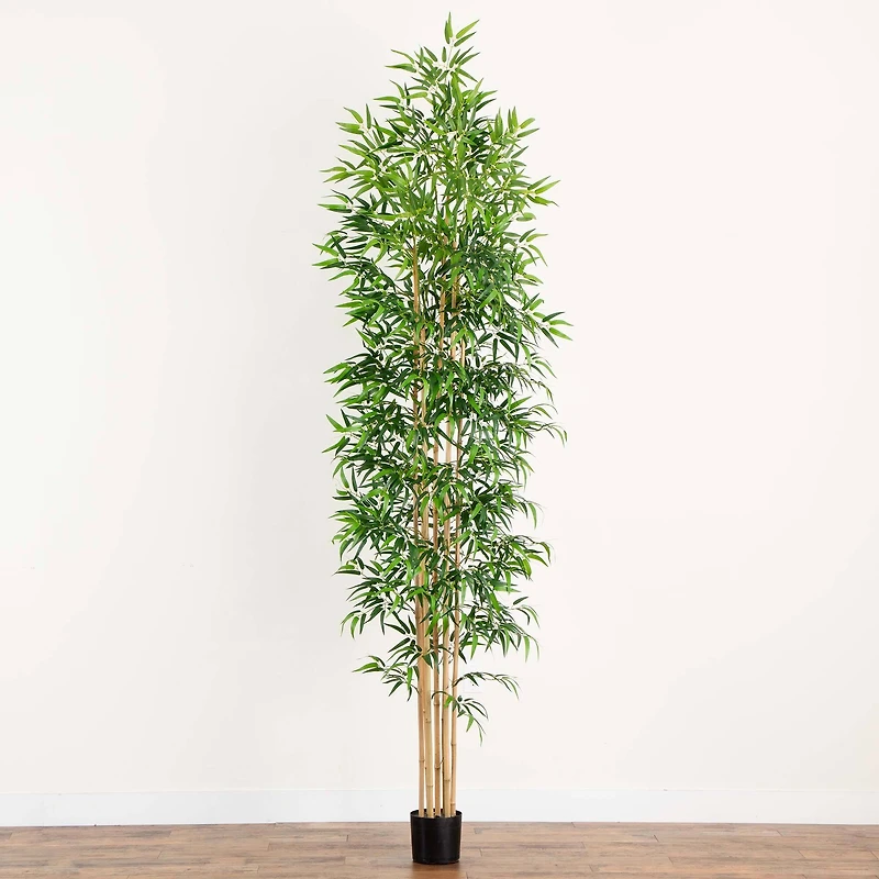 10ft. Green Artificial Bamboo Tree with Real Bamboo Trunks