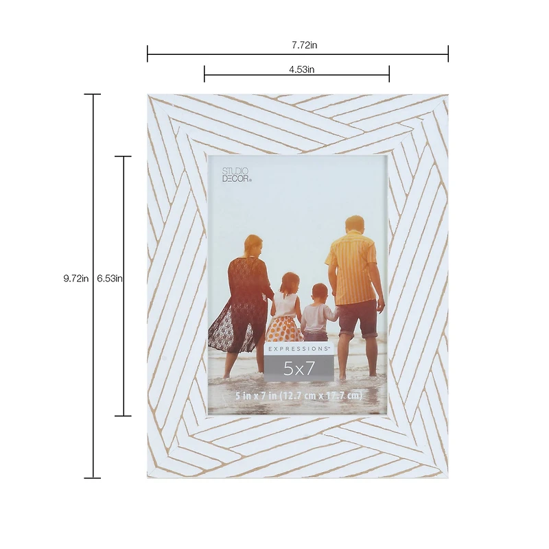 Expressions™ 5" x 7" White with Brown Lines Frame by Studio Décor®