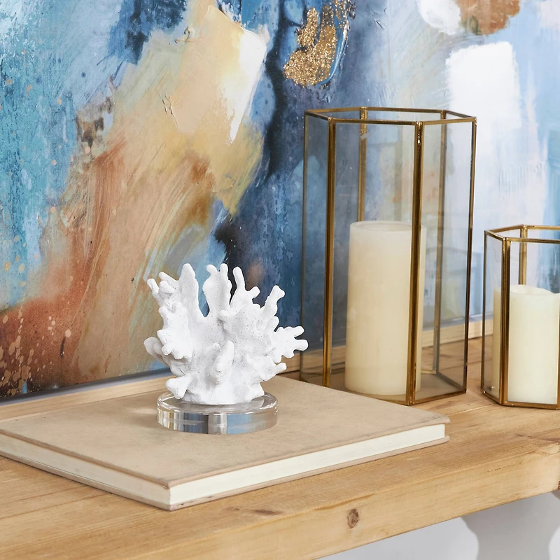 6" White Textured Coral Sculpture