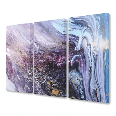 Stupell Industries Abstract Liquid Purple Blue Texture Painting,16" x 24"